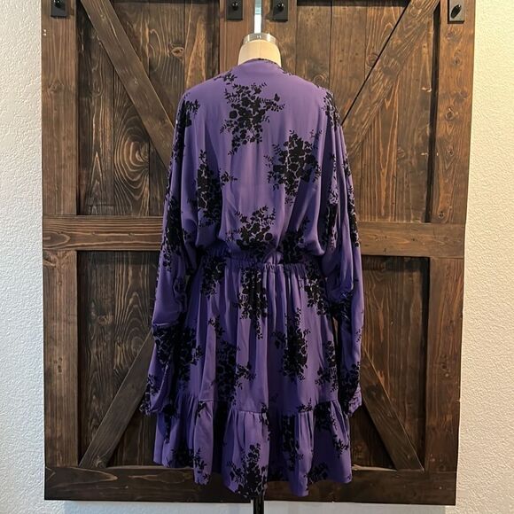 ZARA PURPLE SHORT FLORAL PRINT LOOSE-FITTING PLEATED DETAIL DRESS Sz-Med - Picture 10 of 15